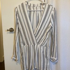 Pinstriped Grey and White Romper